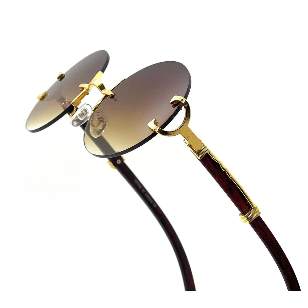 Sunglasses Classic UV400 Protection Gold‎ Frameless Retro Shades Circle Lentes